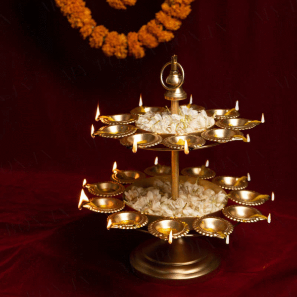 2-Layer Lotus Stand Urli Diya – For Home, Office & Diwali Décor